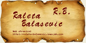 Raleta Balašević vizit kartica